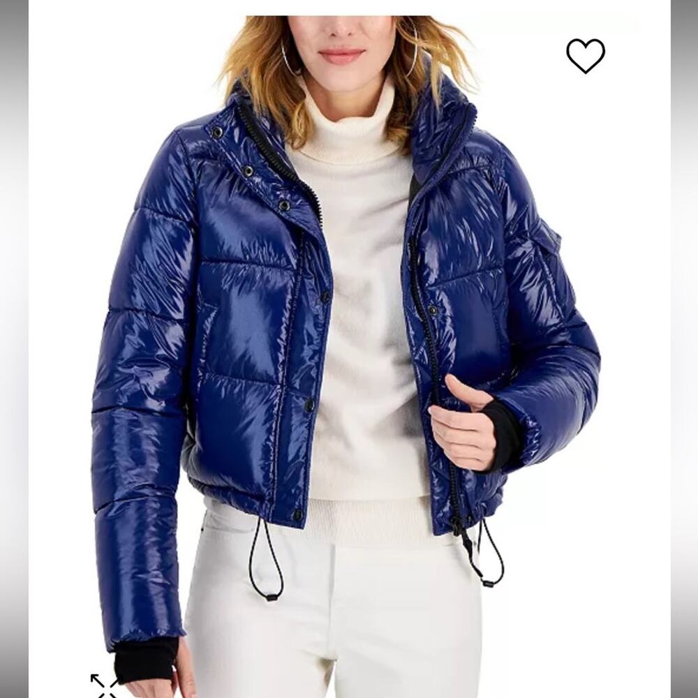 S13 Women Lacquer Icon High-Shine Puffer Jacket New Glossy Winter Coat Large Nwt